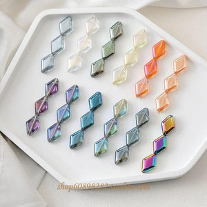50PCS Colorful Rhombus Glass Beads DIY Necklace Earrings Supplies