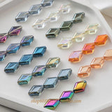 50PCS Colorful Rhombus Glass Beads DIY Necklace Earrings Supplies