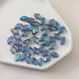 50PCS Colorful Rhombus Glass Beads DIY Necklace Earrings Supplies