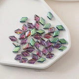 50PCS Colorful Rhombus Glass Beads DIY Necklace Earrings Supplies