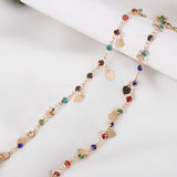 Colorful Glass Beads Chain with Love Heart Charms for DIY Jewelry Making