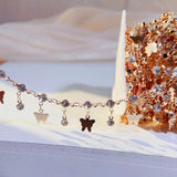 Butterfly Crystal Charms Copper Chain Rhinestone Bead Pendants for Necklace