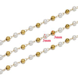 1m Stainless Steel Pearl Beads Necklace Chains DIY Jewelry Accessories