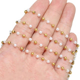 1m Stainless Steel Pearl Beads Necklace Chains DIY Jewelry Accessories