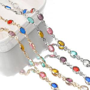 1m Crystal Bead Chains Colorful Glass Beaded Chain Necklace Bracelet DIY Jewelry