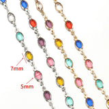 1m Crystal Bead Chains Colorful Glass Beaded Chain Necklace Bracelet DIY Jewelry