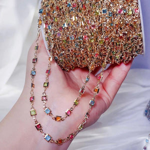 1m Crystal Bead Copper Chains Colorful Glass Beaded Chains DIY Jewelry Making