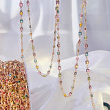 1m Crystal Bead Copper Chains Colorful Glass Beaded Chains DIY Jewelry Making