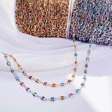 1m Crystal Bead Copper Chains Colorful Glass Beaded Chains DIY Jewelry Making