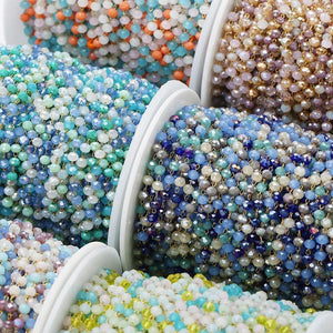 1m 3.5mm SS Faceted Glass Beaded Chain DIY Bracelet Necklace Jewelry Making