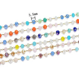 1m 3.5mm SS Faceted Glass Beaded Chain DIY Bracelet Necklace Jewelry Making