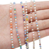 1m 3.5mm SS Faceted Glass Beaded Chain DIY Bracelet Necklace Jewelry Making