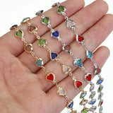 1m Love Heart Crystal Bead Chains for Necklace Bracelet DIY