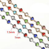 1m Love Heart Crystal Bead Chains for Necklace Bracelet DIY