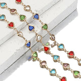 1m Love Heart Crystal Bead Chains for Necklace Bracelet DIY