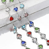 1m Love Heart Crystal Bead Chains for Necklace Bracelet DIY