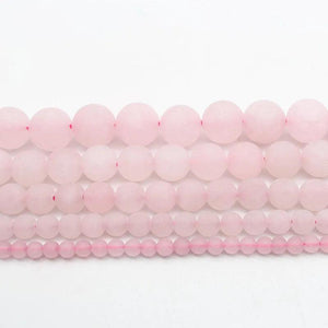 Matte Rose Quartz Gemstone Round Bead Pink Crystal 1 Strand 4-12mm