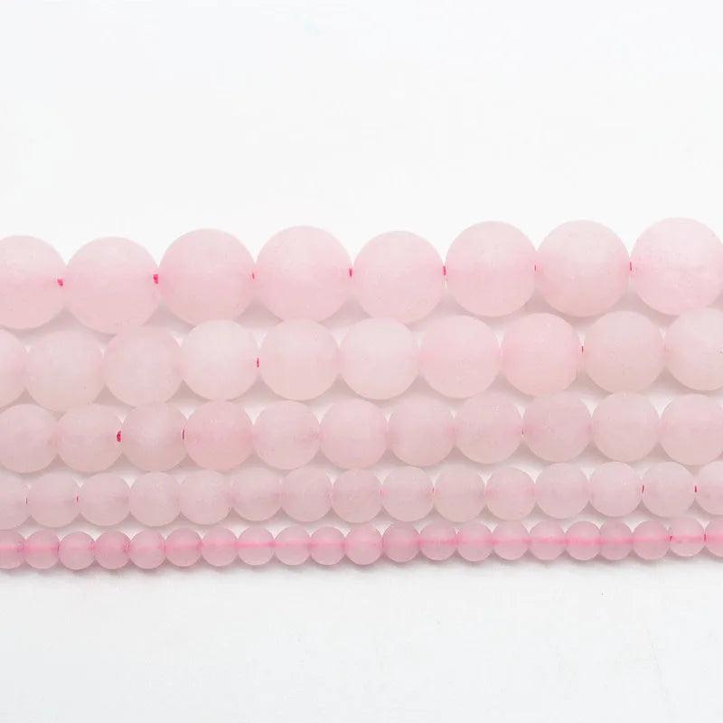 Matte Rose Quartz Gemstone Round Bead Pink Crystal 1 Strand 4-12mm