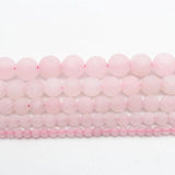Matte Rose Quartz Gemstone Round Bead Pink Crystal 1 Strand 4-12mm