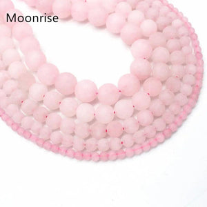 Matte Rose Quartz Gemstone Round Bead Pink Crystal 1 Strand 4-12mm