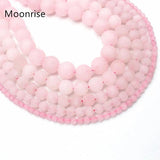Matte Rose Quartz Gemstone Round Bead Pink Crystal 1 Strand 4-12mm