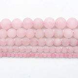 Matte Rose Quartz Gemstone Round Bead Pink Crystal 1 Strand 4-12mm