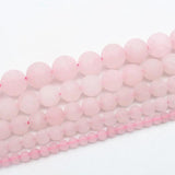 Matte Rose Quartz Gemstone Round Bead Pink Crystal 1 Strand 4-12mm