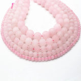 Matte Rose Quartz Gemstone Round Bead Pink Crystal 1 Strand 4-12mm