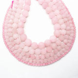 Matte Rose Quartz Gemstone Round Bead Pink Crystal 1 Strand 4-12mm