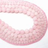 Matte Rose Quartz Gemstone Round Bead Pink Crystal 1 Strand 4-12mm