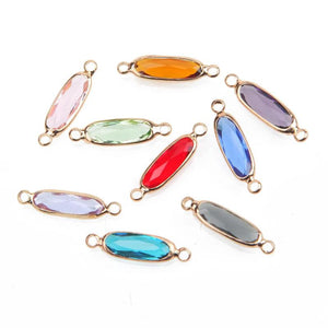 10PCS Faceted Glass Charms Connectors for Jewelry Making DIY Earrings
