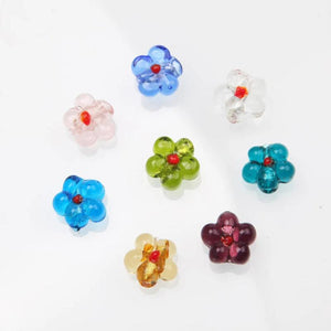 10PCS 15mm Flower Glass Beads Charms for Jewelry Making