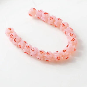 4PCS 12mm Round Flower Glass Bead Charms for DIY Necklace Bracelet