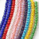 4PCS 12mm Round Flower Glass Bead Charms for DIY Necklace Bracelet