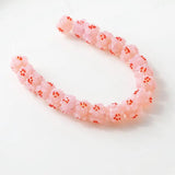 4PCS 12mm Round Flower Glass Bead Charms for DIY Necklace Bracelet