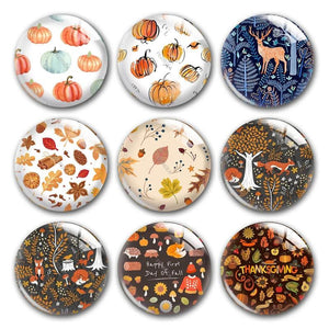 Autumn Pumpkin Leaf Round Glass Cabochons for DIY Jewelry Making