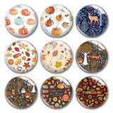 Autumn Pumpkin Leaf Round Glass Cabochons for DIY Jewelry Making