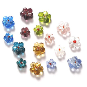 5-Piece Transparent Glass Small Flower Bead Set for DIY Jewelry Making