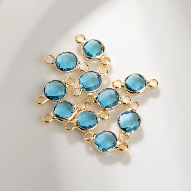 10pcs Bulk Crystal Birthstone 2 Holes Connectors Charm for Diy Jewelry Making