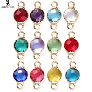10pcs Bulk Crystal Birthstone 2 Holes Connectors Charm for Diy Jewelry Making