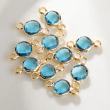 10pcs Bulk Crystal Birthstone 2 Holes Connectors Charm for Diy Jewelry Making