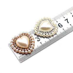 27mm 10pcs Rhinestone Pearl Heart Alloy DIY Wedding Decoration