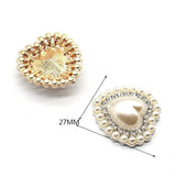 27mm 10pcs Rhinestone Pearl Heart Alloy DIY Wedding Decoration