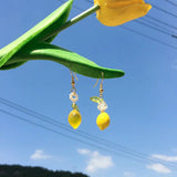 56mm Czech Glass Lemon Pendant DIY Earrings Making 4pcs