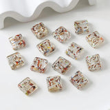 4PCS 17mm 11mm Square Glass Beads Silver Foil Loose Bead Pendant