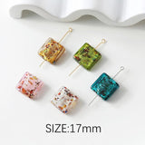 4PCS 17mm 11mm Square Glass Beads Silver Foil Loose Bead Pendant