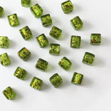 4PCS 17mm 11mm Square Glass Beads Silver Foil Loose Bead Pendant