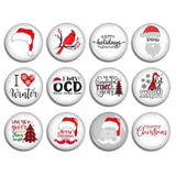 Christmas Cabochon Glass Dome Santa Claus Snowman Image Bead - FJ2339
