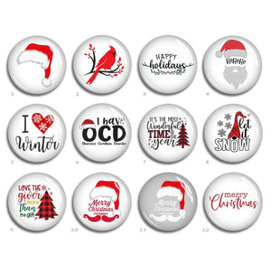 Christmas Cabochon Glass Dome Santa Claus Snowman Image Bead - FJ2339