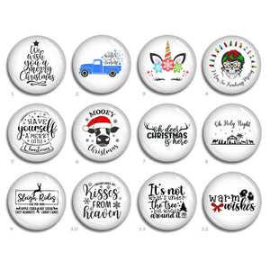 Christmas Tree Glass Dome Cabochon, Xmas Image Picture Bead - FJ2342
